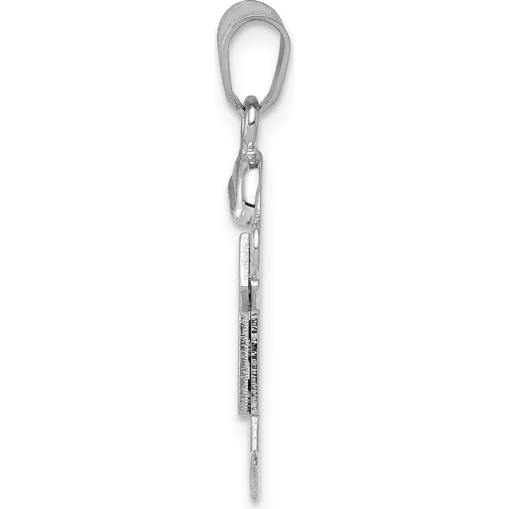 14K White Gold Kids Small Boy with Hat Charm Pendant - 25mm Length by Oro Pregiato