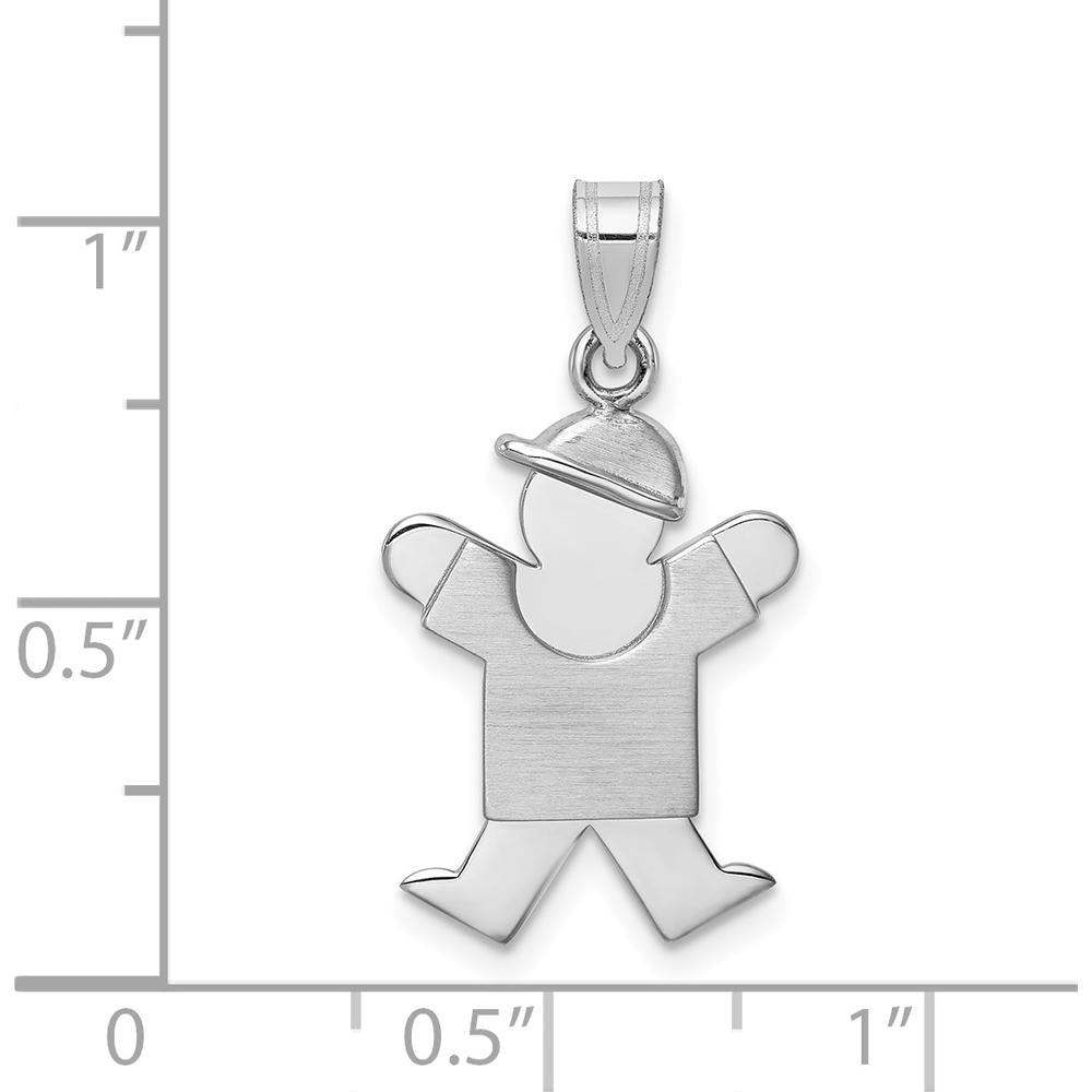 14K White Gold Kids Small Boy with Hat Charm Pendant - 25mm Length by Oro Pregiato