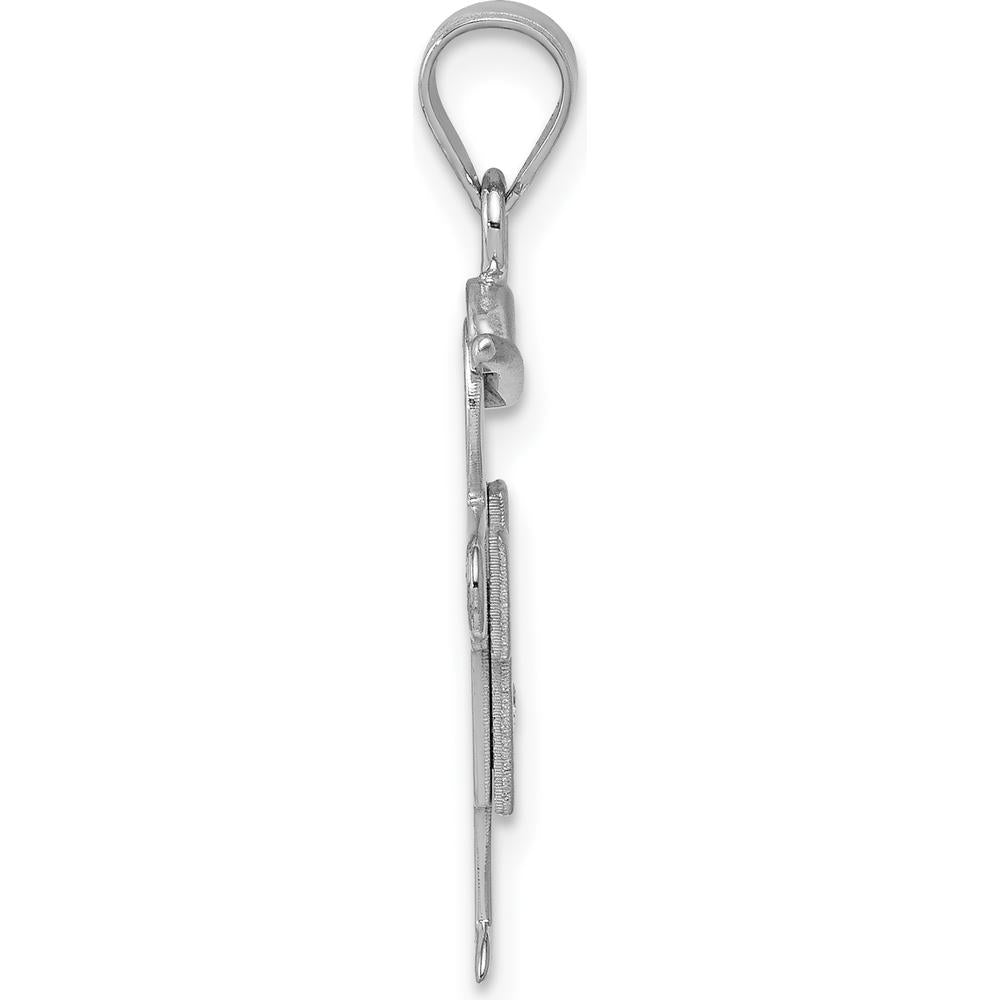 14K White Gold Kids Small Boy with Hat Diamond Pendant - 0.015 Carat Diamond Weight by Oro Pregiato