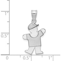 14K White Gold Kids Small Boy with Hat Engravable Kiss Charm - 25mm Length by Oro Pregiato
