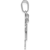 14K White Gold Kids Small Girl with Bow Engravable Pendant Charm - 25mm Length by Oro Pregiato