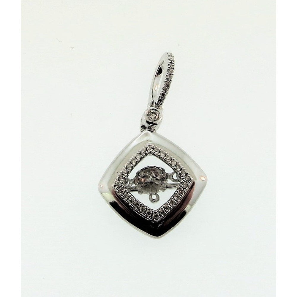 14K White Gold Kite-Shaped Halo Pendant with Round Brilliant Diamond - 0.31 Carat Total Diamond Weight by Auriventus