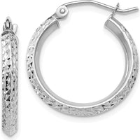 14K White Gold Knife Edge Diamond-Cut 20mm Hoop Earrings - Polished Finish, Rhodium Plating by 0