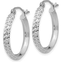 14K White Gold Knife Edge Diamond-Cut 20mm Hoop Earrings - Polished Finish, Rhodium Plating by 0