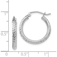 14K White Gold Knife Edge Diamond-Cut 20mm Hoop Earrings - Polished Finish, Rhodium Plating by 0