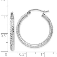 14K White Gold Knife Edge Diamond-Cut 25mm Hoop Earrings - Elegant Women's Jewelry by 0