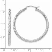 14K White Gold Knife Edge Diamond-Cut 35mm Hoop Earrings - Polished Finish with Rhodium Plating by 0