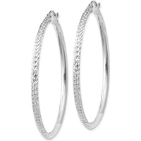 14K White Gold Knife Edge Diamond-Cut Hollow Hoop Earrings - Rhodium Plated by 0