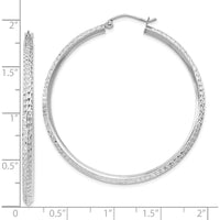 14K White Gold Knife Edge Diamond-Cut Hollow Hoop Earrings - Rhodium Plated by 0