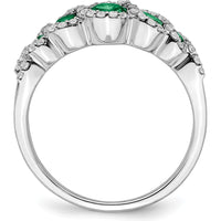 14K White Gold Lab Created Emerald and Diamond Halo Ring - 0.38 Carat Total Emerald Weight, 0.25 Carat Total Diamond Weight by 0