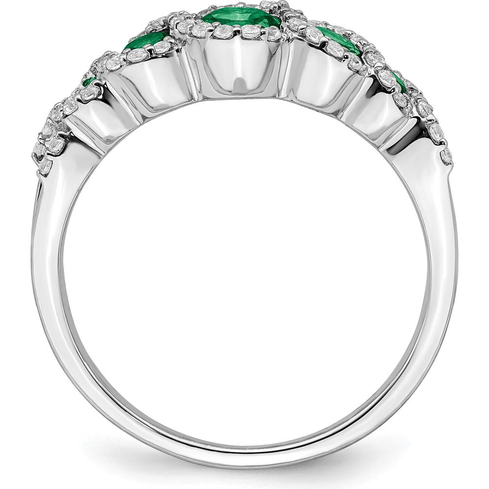 14K White Gold Lab Created Emerald and Diamond Halo Ring - 0.38 Carat Total Emerald Weight, 0.25 Carat Total Diamond Weight by 0