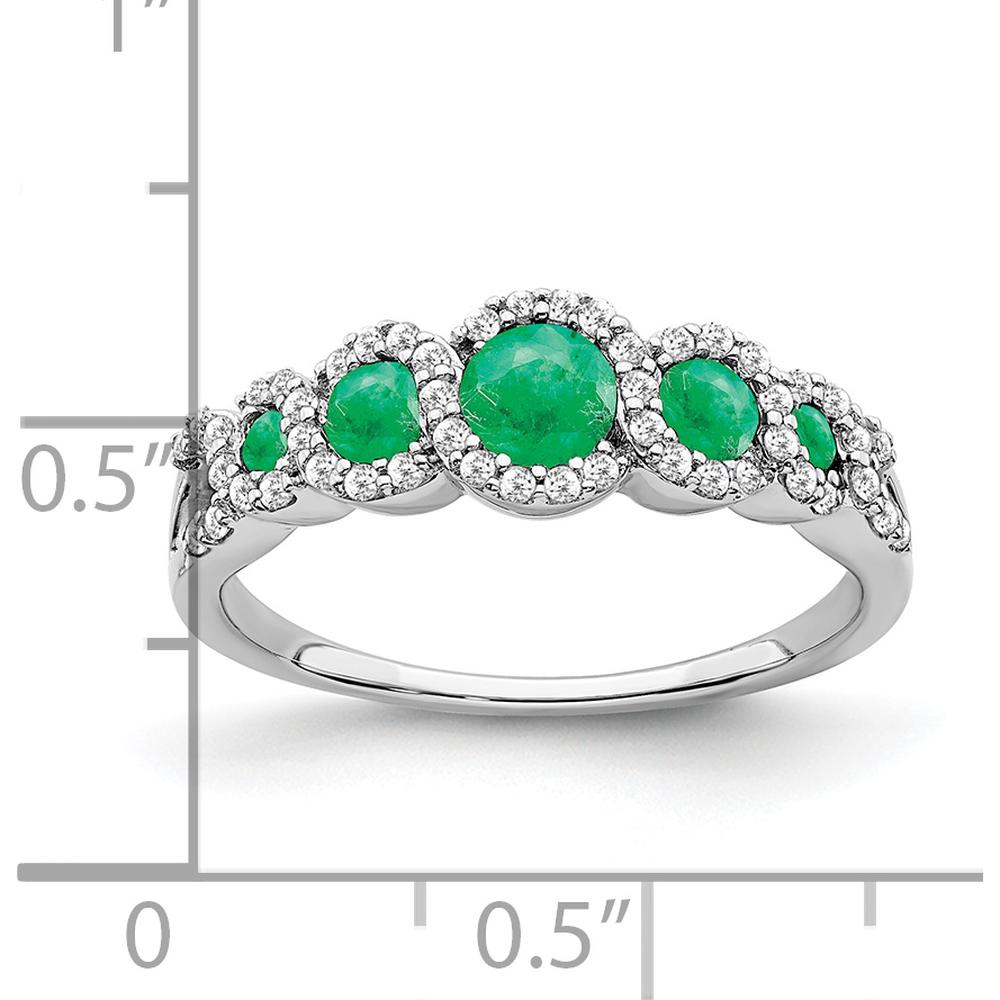 14K White Gold Lab Created Emerald and Diamond Halo Ring - 0.38 Carat Total Emerald Weight, 0.25 Carat Total Diamond Weight by 0
