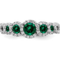 14K White Gold Lab Created Emerald and Diamond Halo Ring - 0.38 Carat Total Emerald Weight, 0.25 Carat Total Diamond Weight by 0