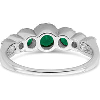 14K White Gold Lab Created Emerald and Diamond Halo Ring - 0.38 Carat Total Emerald Weight, 0.25 Carat Total Diamond Weight by 0