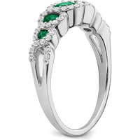 14K White Gold Lab Created Emerald and Diamond Halo Ring - 0.38 Carat Total Emerald Weight, 0.25 Carat Total Diamond Weight by 0