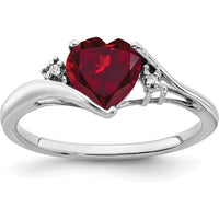 14K White Gold Lab-Created Heart-Shaped Ruby and Diamond Ring - 1.5 Carat Total Ruby Weight by 0