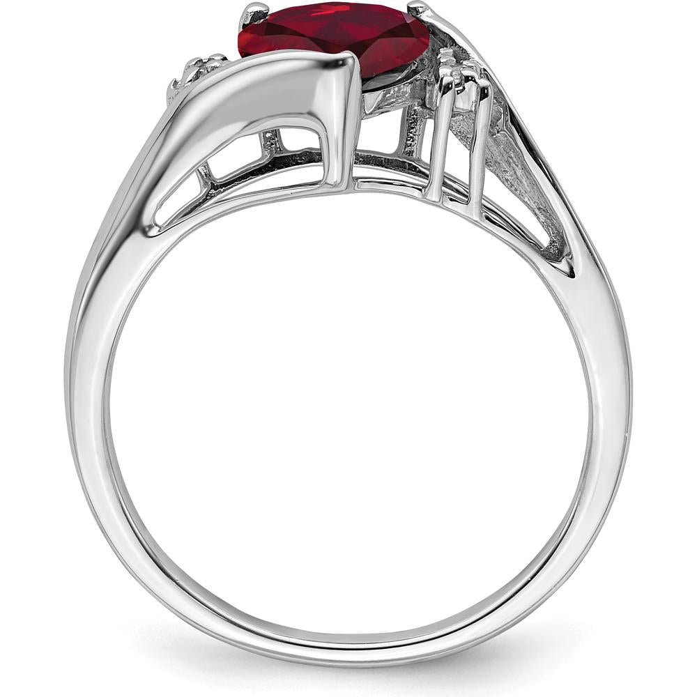 14K White Gold Lab-Created Heart-Shaped Ruby and Diamond Ring - 1.5 Carat Total Ruby Weight by 0