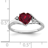 14K White Gold Lab-Created Heart-Shaped Ruby and Diamond Ring - 1.5 Carat Total Ruby Weight by 0
