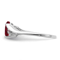14K White Gold Lab-Created Heart-Shaped Ruby and Diamond Ring - 1.5 Carat Total Ruby Weight by 0