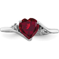 14K White Gold Lab-Created Heart-Shaped Ruby and Diamond Ring - 1.5 Carat Total Ruby Weight by 0