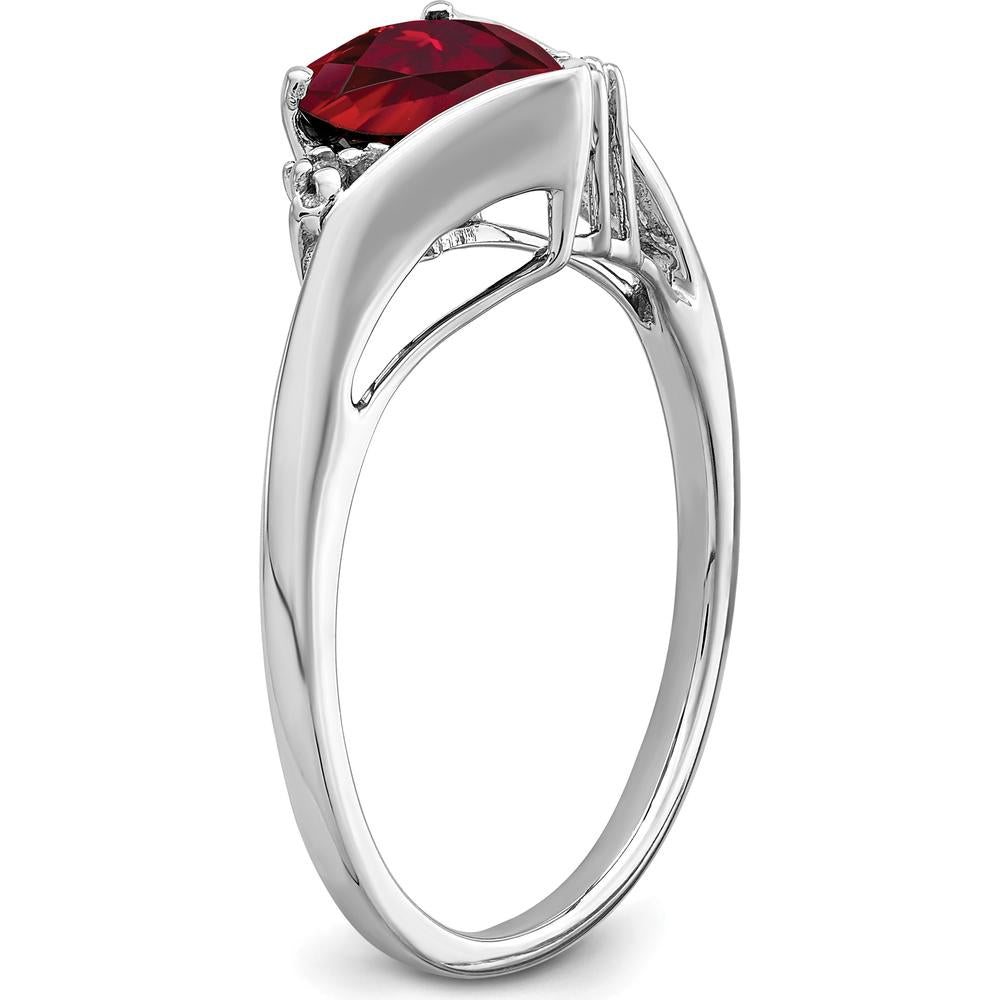 14K White Gold Lab-Created Heart-Shaped Ruby and Diamond Ring - 1.5 Carat Total Ruby Weight by 0