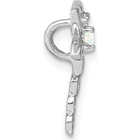14K White Gold Lab Created Opal and Diamond Dragonfly Pendant - 0.103 Carat Total Opal Weight, 0.005 Carat Total Diamond Weight by Lumare Gioia