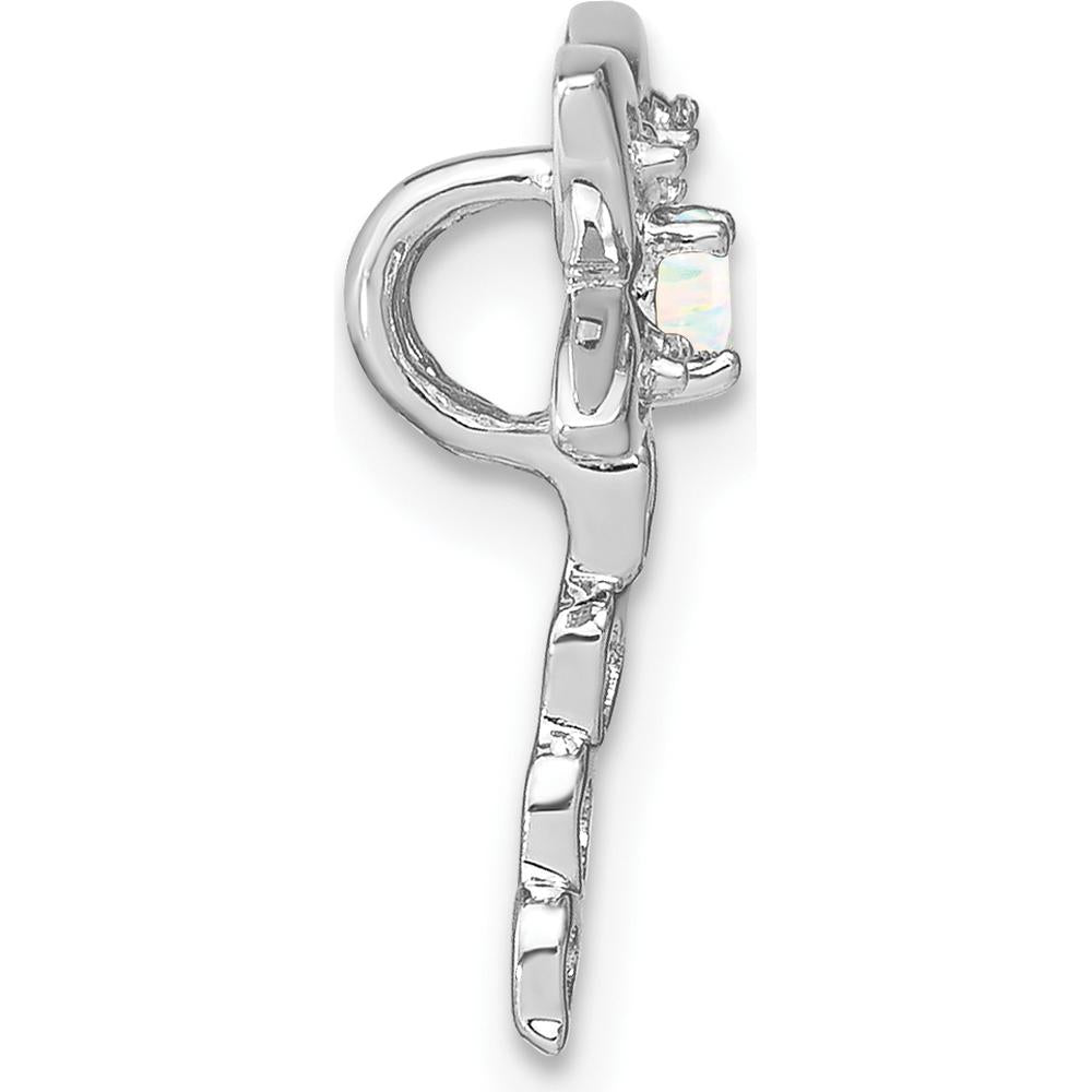 14K White Gold Lab Created Opal and Diamond Dragonfly Pendant - 0.103 Carat Total Opal Weight, 0.005 Carat Total Diamond Weight by Lumare Gioia
