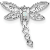 14K White Gold Lab Created Opal and Diamond Dragonfly Pendant - 0.103 Carat Total Opal Weight, 0.005 Carat Total Diamond Weight by Lumare Gioia