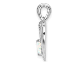 14K White Gold Lab Created Opal and Diamond Heart Pendant - 0.38 Carat Opal, 0.01 Carat Total Diamond Weight by Lumare Gioia