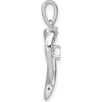 14K White Gold Lab Created Opal and Diamond Heart Pendant with Rhodium Plating - 0.065 Carat Opal and 0.01 Carat Diamond by Lumare Gioia