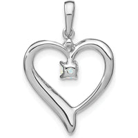 14K White Gold Lab Created Opal and Diamond Heart Pendant with Rhodium Plating - 0.065 Carat Opal and 0.01 Carat Diamond by Lumare Gioia