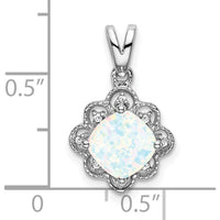 14K White Gold Lab Created Opal and Diamond Scalloped Pendant - 1.71 Carat Total Opal Weight, 0.005 Carat Total Diamond Weight by Lumare Gioia