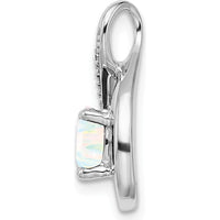 14K White Gold Lab Created Opal and Diamond Teardrop Pendant - 0.8 Carat Opal, 0.035 Carat Diamonds by Lumare Gioia