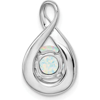 14K White Gold Lab Created Opal and Diamond Teardrop Pendant - 0.8 Carat Opal, 0.035 Carat Diamonds by Lumare Gioia