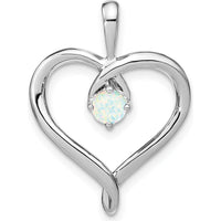 14K White Gold Lab Created Opal Heart Pendant - 0.24 Carat Total Opal Weight by Lumare Gioia