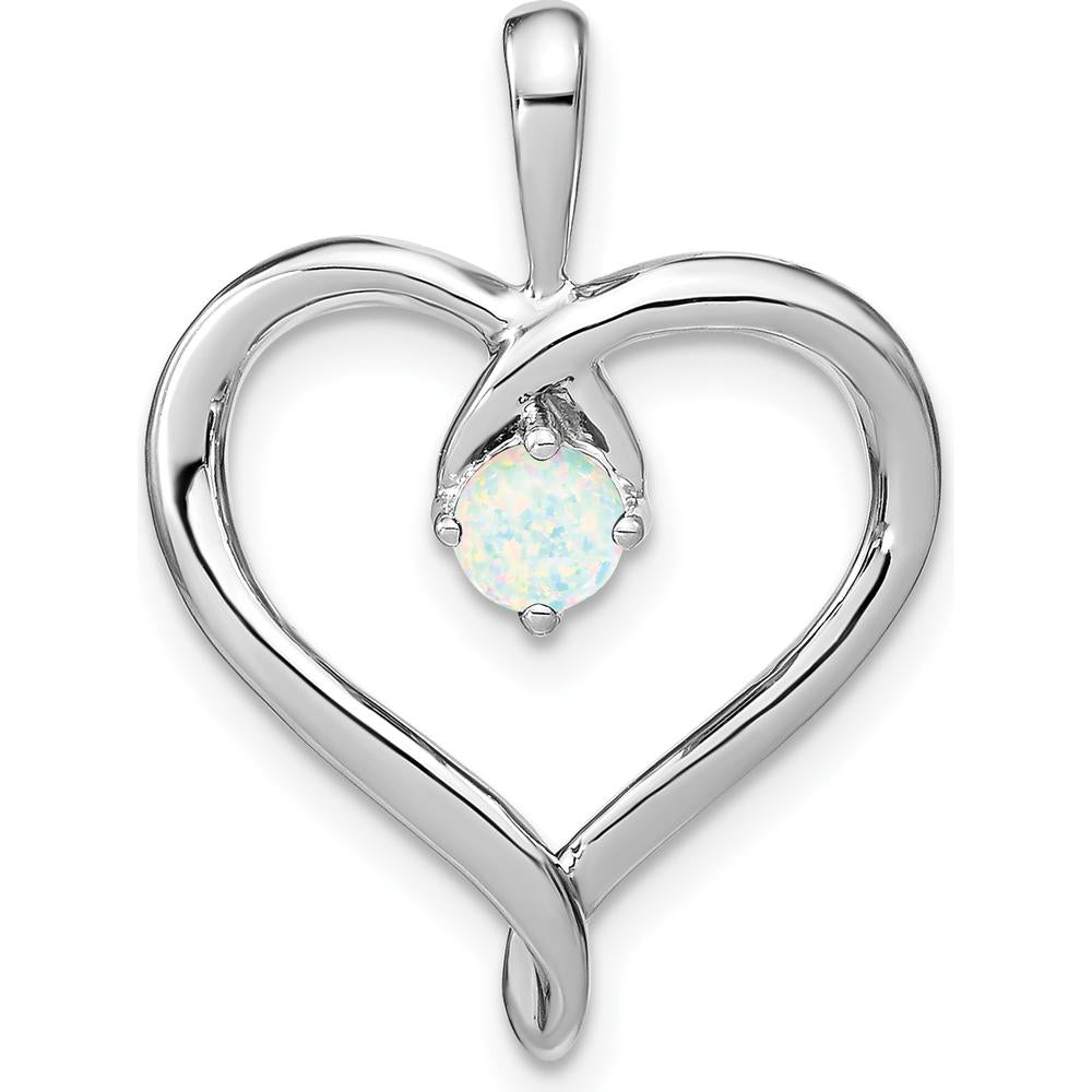 14K White Gold Lab Created Opal Heart Pendant - 0.24 Carat Total Opal Weight by Lumare Gioia