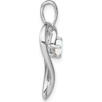 14K White Gold Lab Created Opal Heart Pendant - 0.24 Carat Total Opal Weight by Lumare Gioia