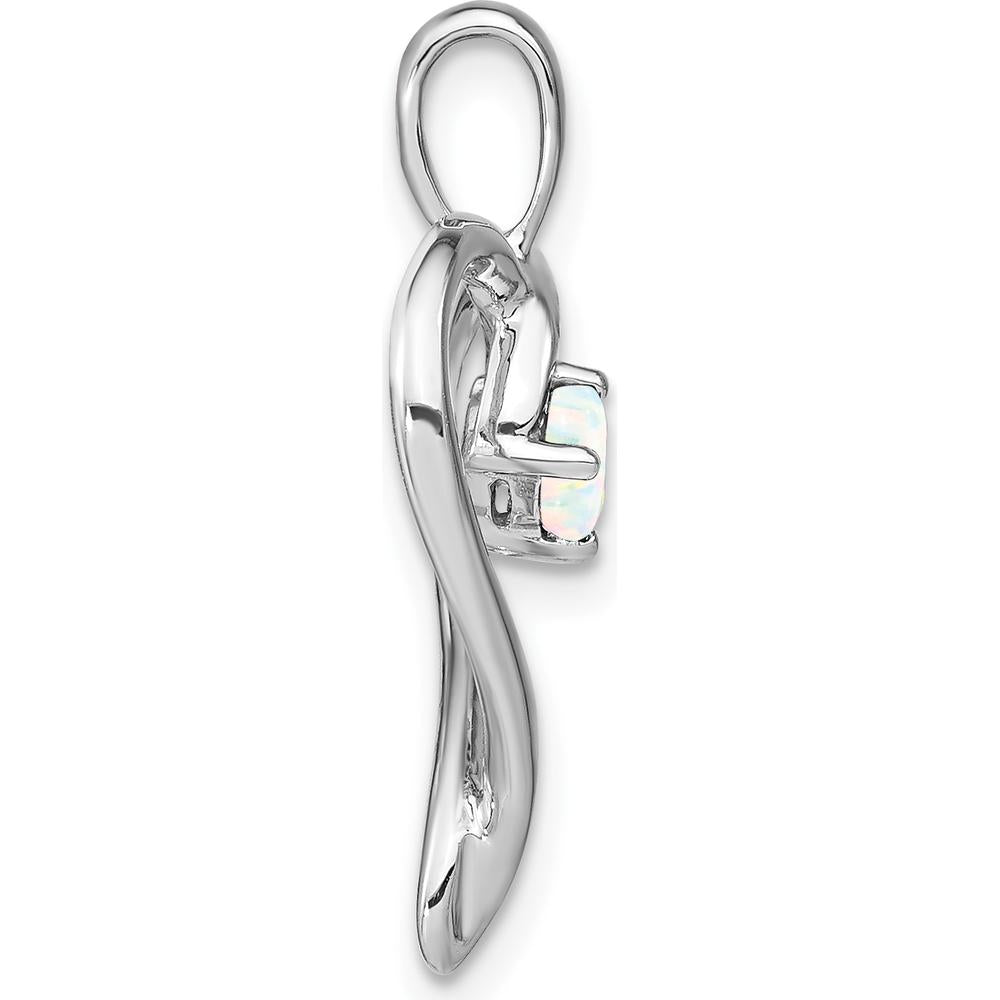 14K White Gold Lab Created Opal Heart Pendant - 0.24 Carat Total Opal Weight by Lumare Gioia