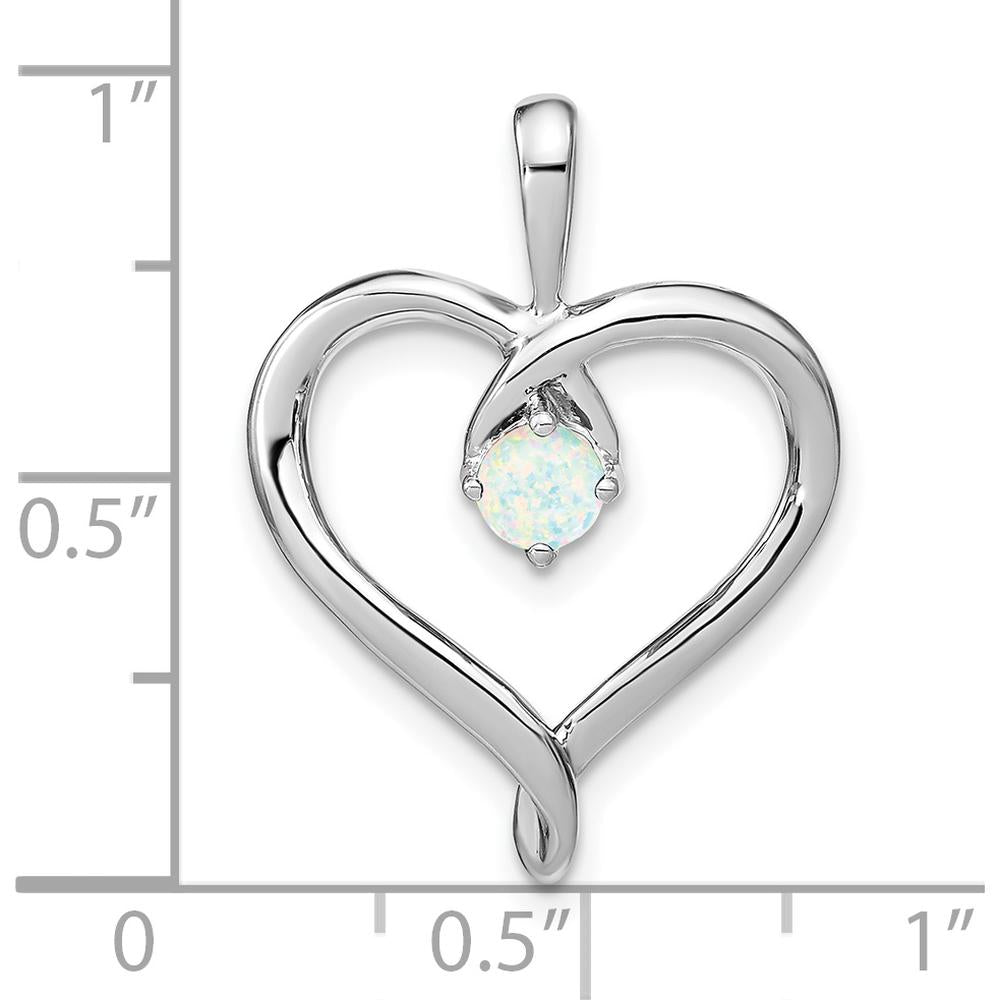14K White Gold Lab Created Opal Heart Pendant - 0.24 Carat Total Opal Weight by Lumare Gioia