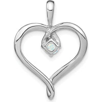 14K White Gold Lab Created Opal Heart Pendant - 0.24 Carat Total Opal Weight by Lumare Gioia