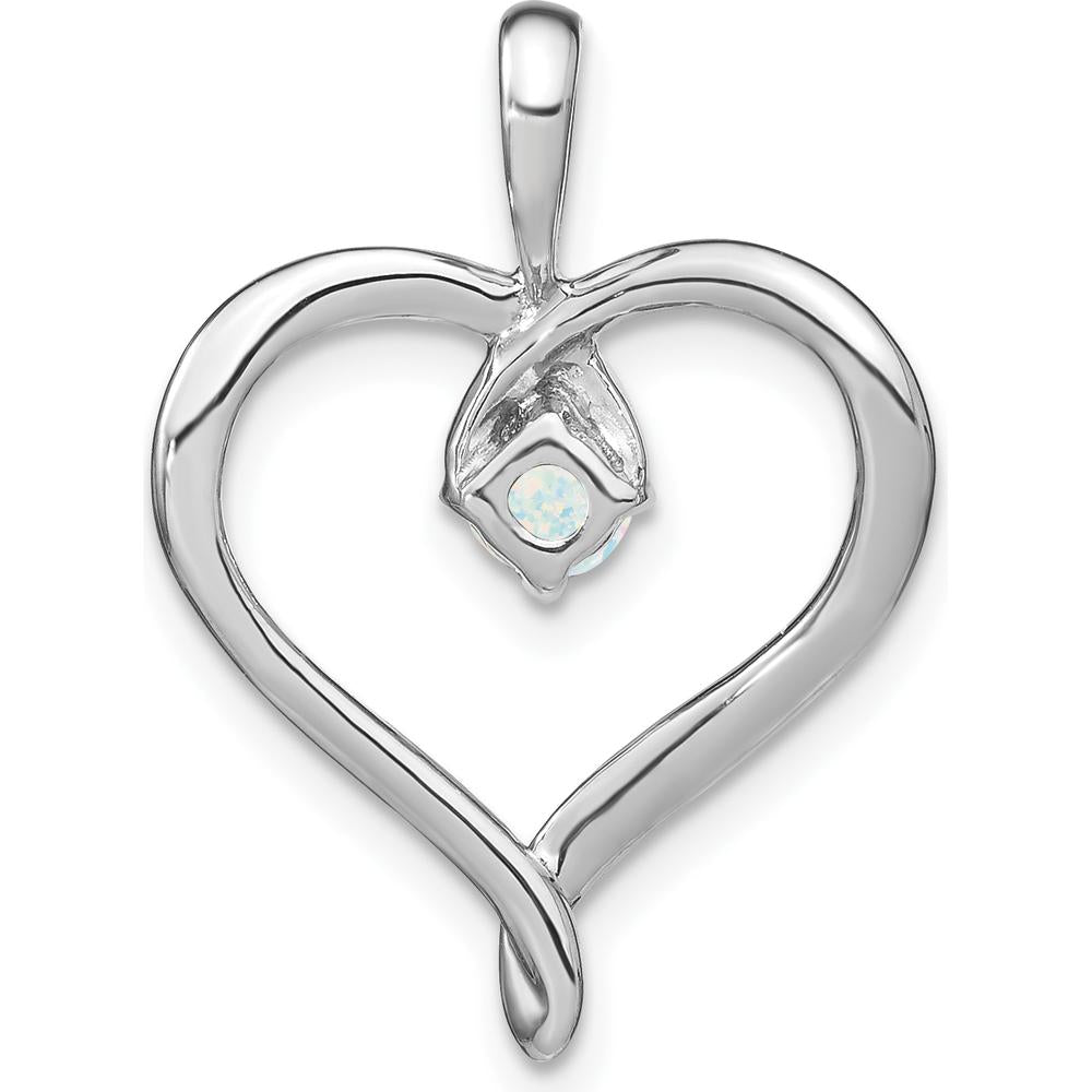 14K White Gold Lab Created Opal Heart Pendant - 0.24 Carat Total Opal Weight by Lumare Gioia