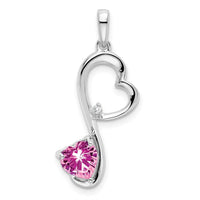 14K White Gold Lab Created Pink Sapphire Heart Pendant with Diamond Accent - 0.628 Carat Sapphire, 0.01 Carat Diamond by Lumare Gioia