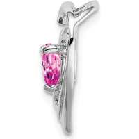 14K White Gold Lab Created Pink Sapphire Heart Pendant with Round Diamond Accents - 0.442 Carat Pink Sapphire Total Weight by Lumare Gioia