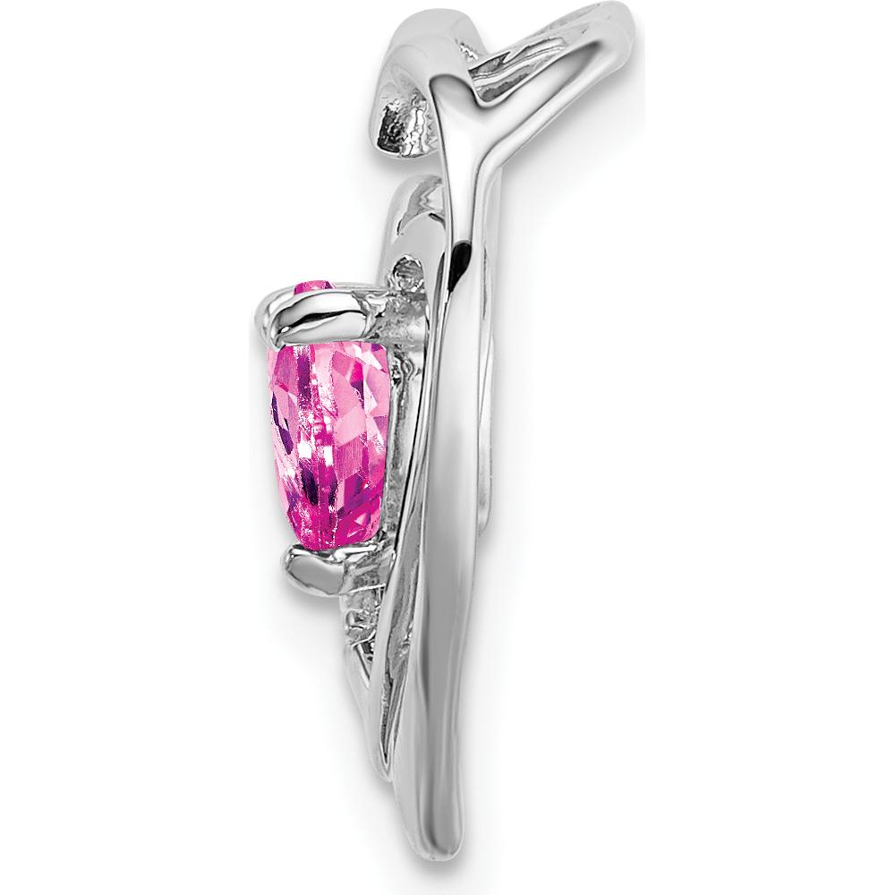 14K White Gold Lab Created Pink Sapphire Heart Pendant with Round Diamond Accents - 0.442 Carat Pink Sapphire Total Weight by Lumare Gioia