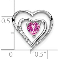 14K White Gold Lab Created Pink Sapphire Heart Pendant with Round Diamond Accents - 0.442 Carat Pink Sapphire Total Weight by Lumare Gioia