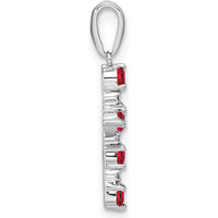 14K White Gold Lab Created Ruby and Diamond Cross Pendant with Round Rubies and Diamonds by Oro Pregiato
