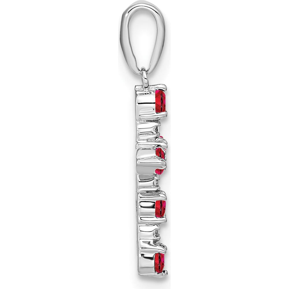 14K White Gold Lab Created Ruby and Diamond Cross Pendant with Round Rubies and Diamonds by Oro Pregiato