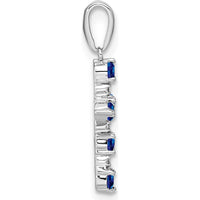 14K White Gold Lab Created Sapphire and Diamond Cross Pendant - 0.54 Carat Total Sapphire Weight, 0.36 Carat Total Diamond Weight by Oro Pregiato