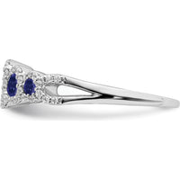 14K White Gold Lab-Created Sapphire and Diamond Halo Ring with Round Sapphires - 0.63 Carat Total Gem Weight by 0
