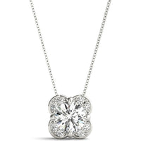 14K White Gold Lab Diamond Halo Pendant - 0.067 Carat Total Weight by Robinson's Jewelers